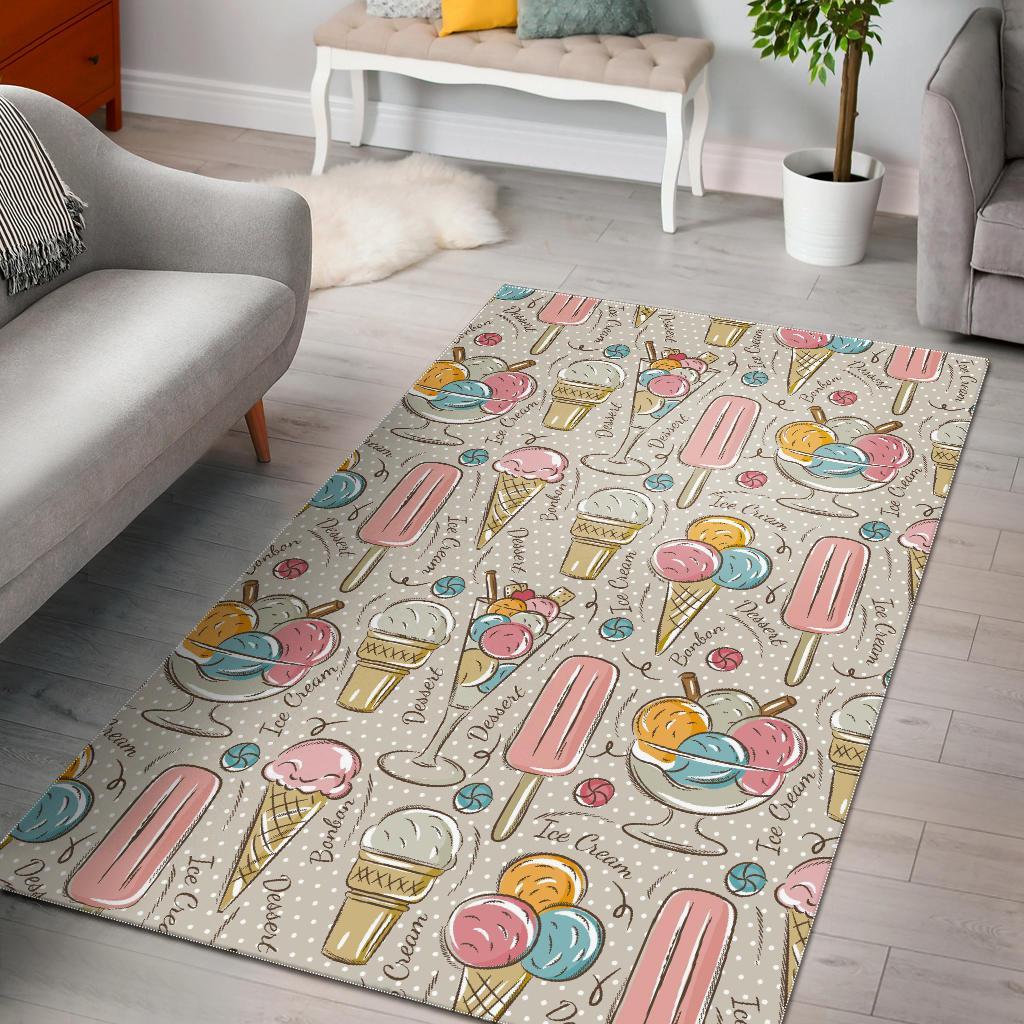 Ice Cream Cone Print Pattern Floor Mat-grizzshop