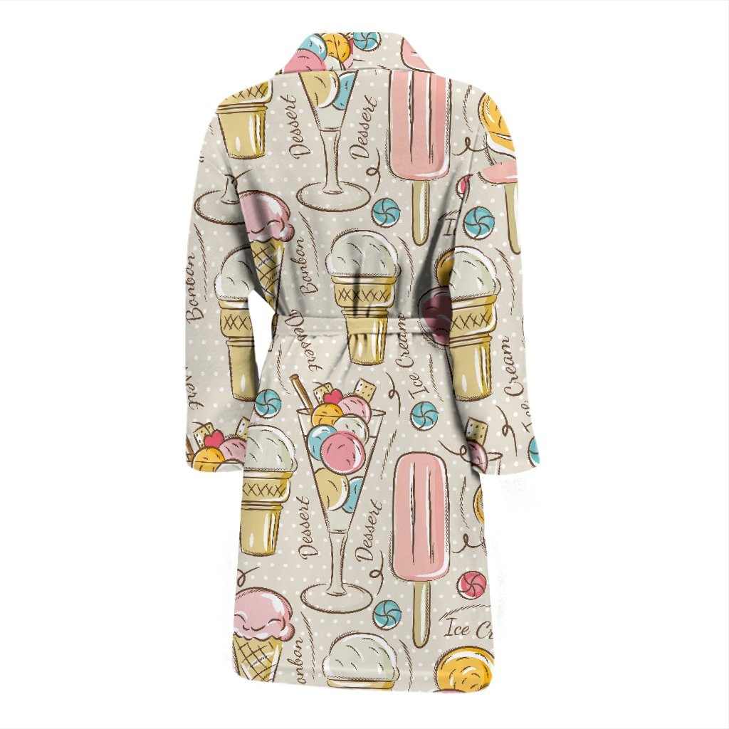 Ice Cream Cone Print Pattern Men Long Robe-grizzshop