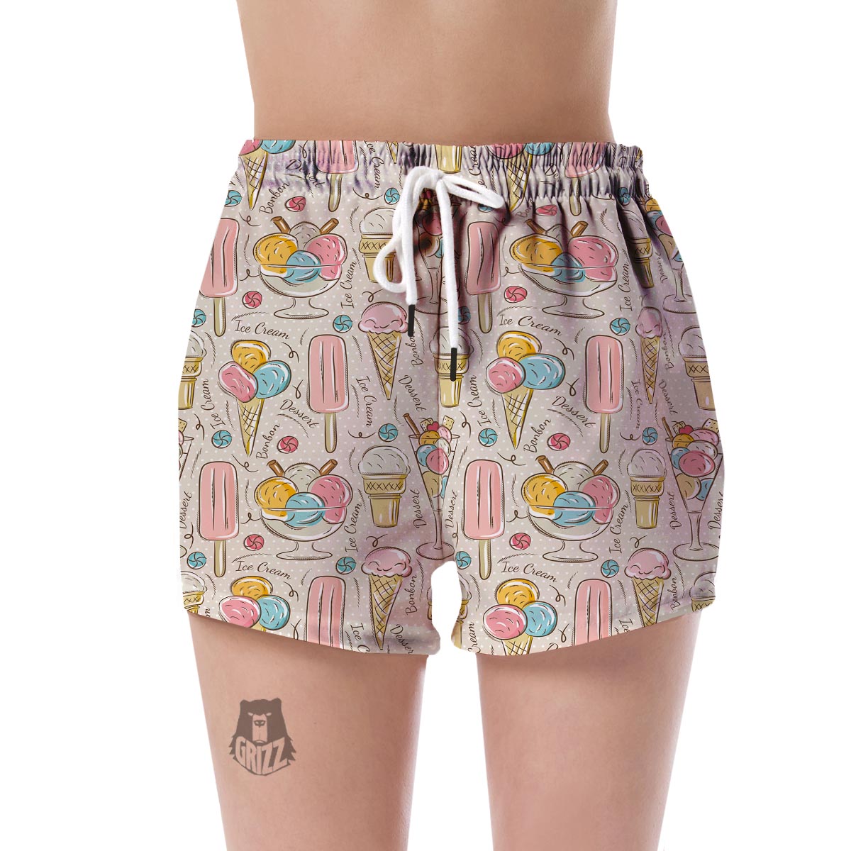 Ice Cream Cone Print Pattern Women's Shorts-grizzshop