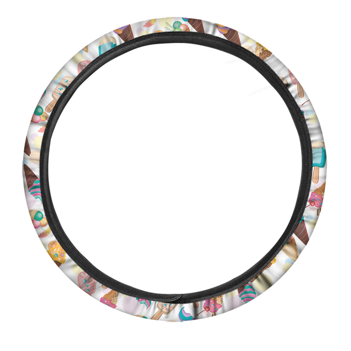 Ice Cream Cones Pastel Print Pattern Car Steering Wheel Cover-grizzshop