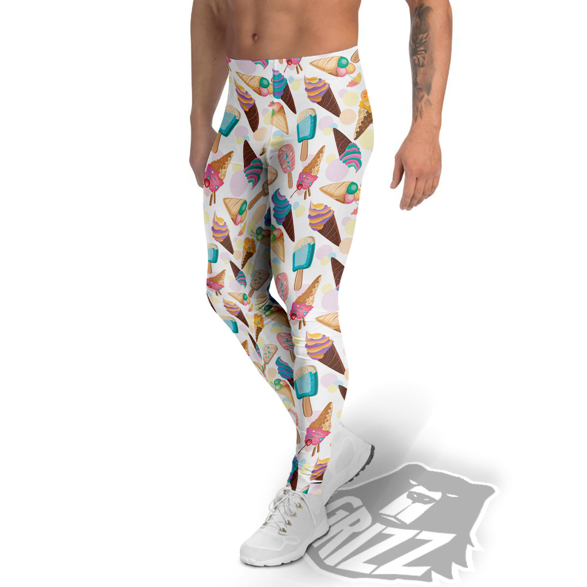Ice Cream Cones Pastel Print Pattern Men's Leggings-grizzshop