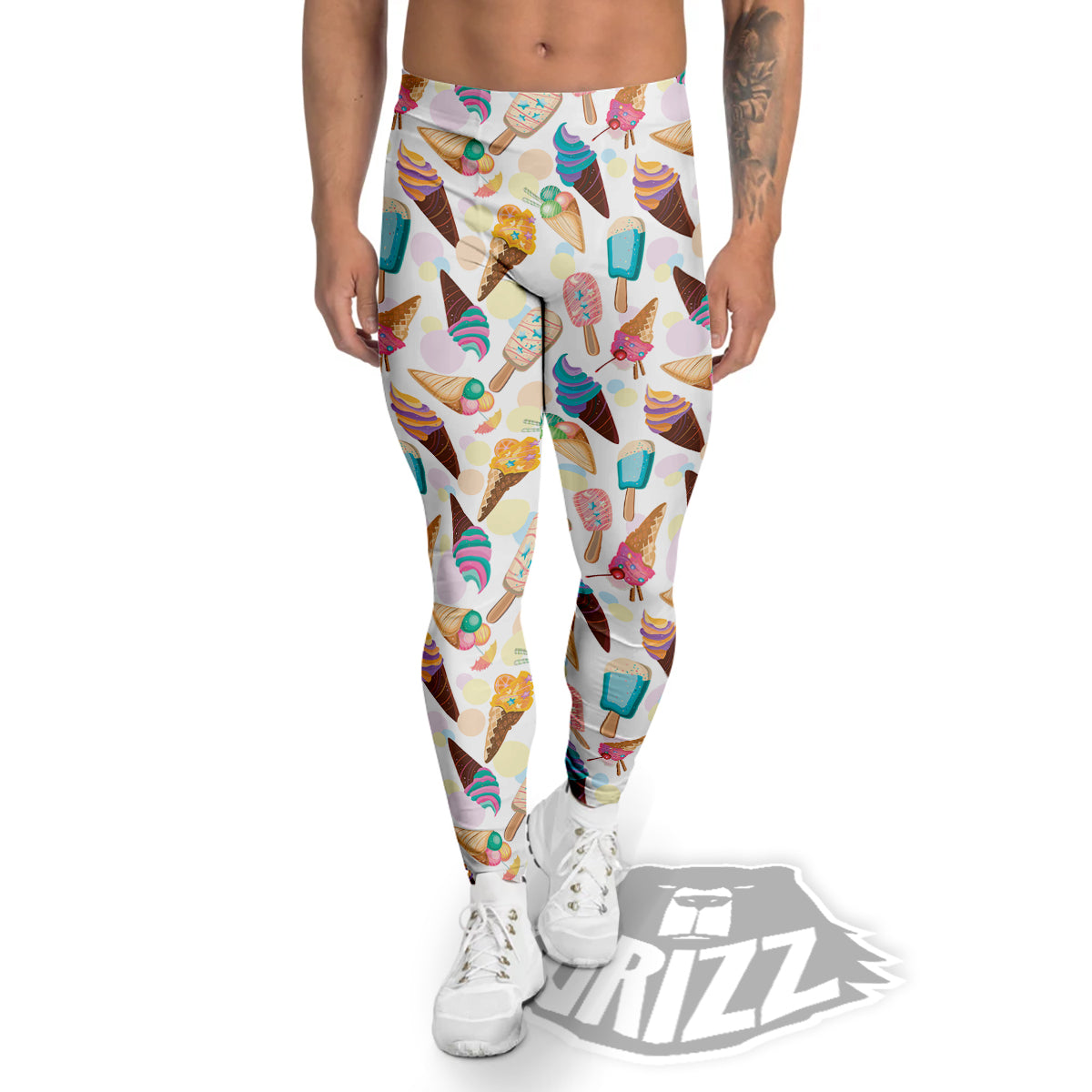 Ice Cream Cones Pastel Print Pattern Men's Leggings-grizzshop