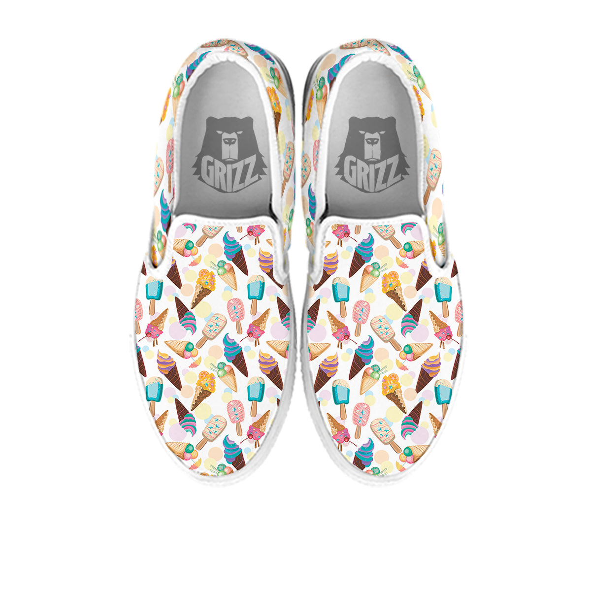 Ice Cream Cones Pastel Print Pattern White Slip On Shoes-grizzshop