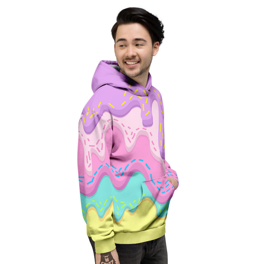 Ice Cream Dripping Pastel Print Men's Hoodie-grizzshop