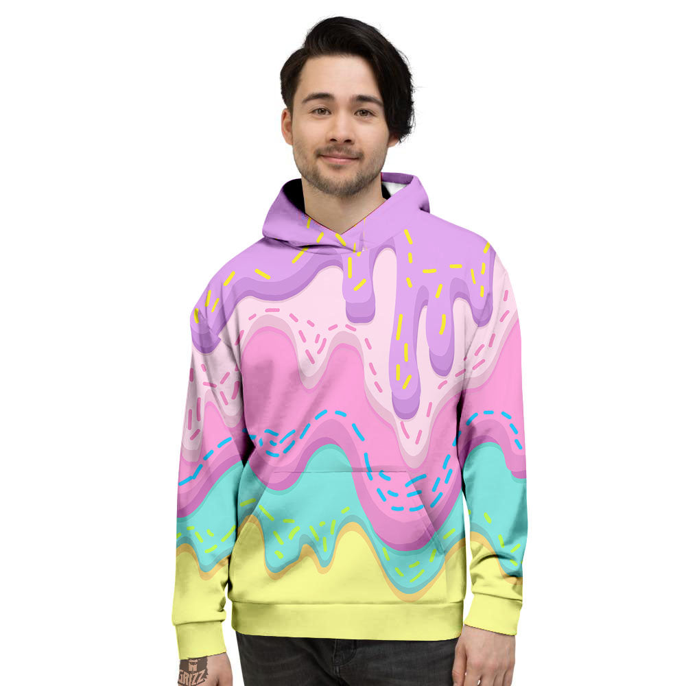 Ice Cream Dripping Pastel Print Men's Hoodie-grizzshop