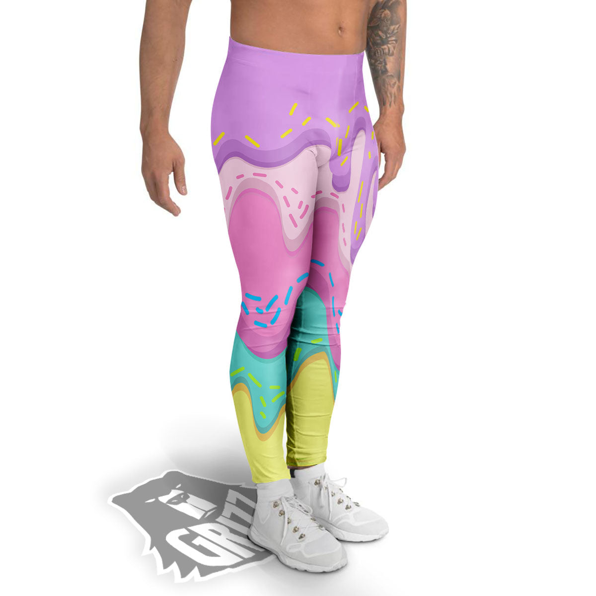 Ice Cream Dripping Pastel Print Men's Leggings-grizzshop