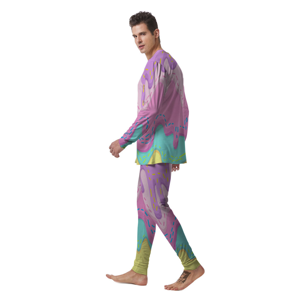 Ice Cream Dripping Pastel Print Men's Pajamas-grizzshop