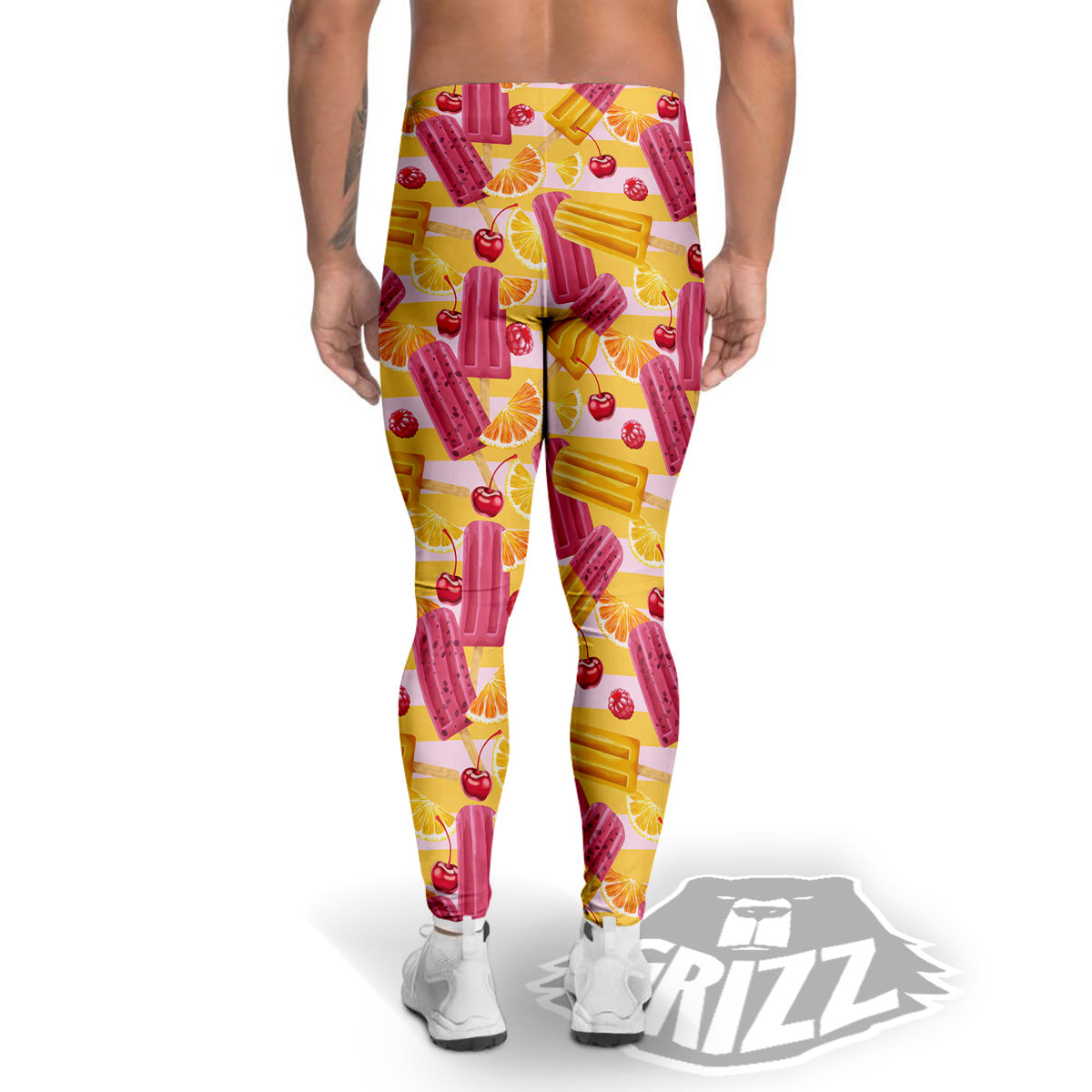 Ice Cream Fruits And Berries Print Pattern Men's Leggings-grizzshop