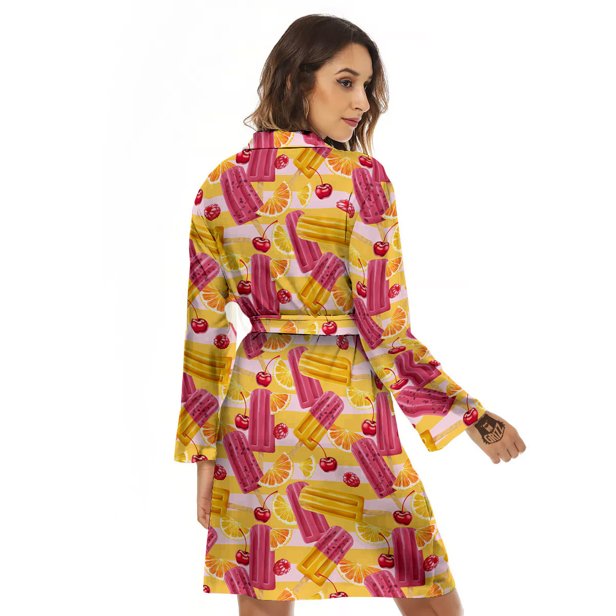 Ice Cream Fruits And Berries Print Pattern Women's Robe-grizzshop