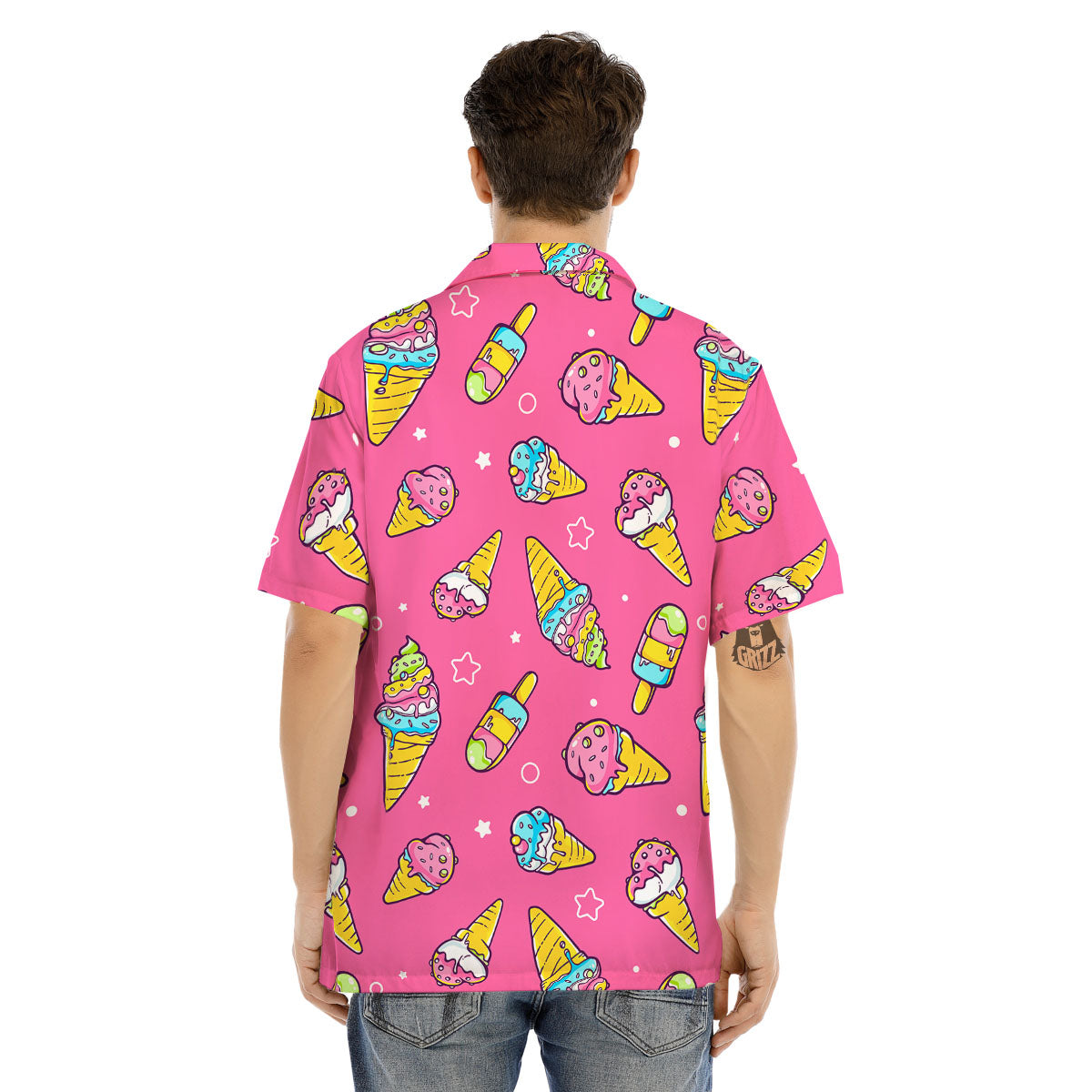 Ice Cream Pink Print Pattern Men's Hawaiian Shirt-grizzshop
