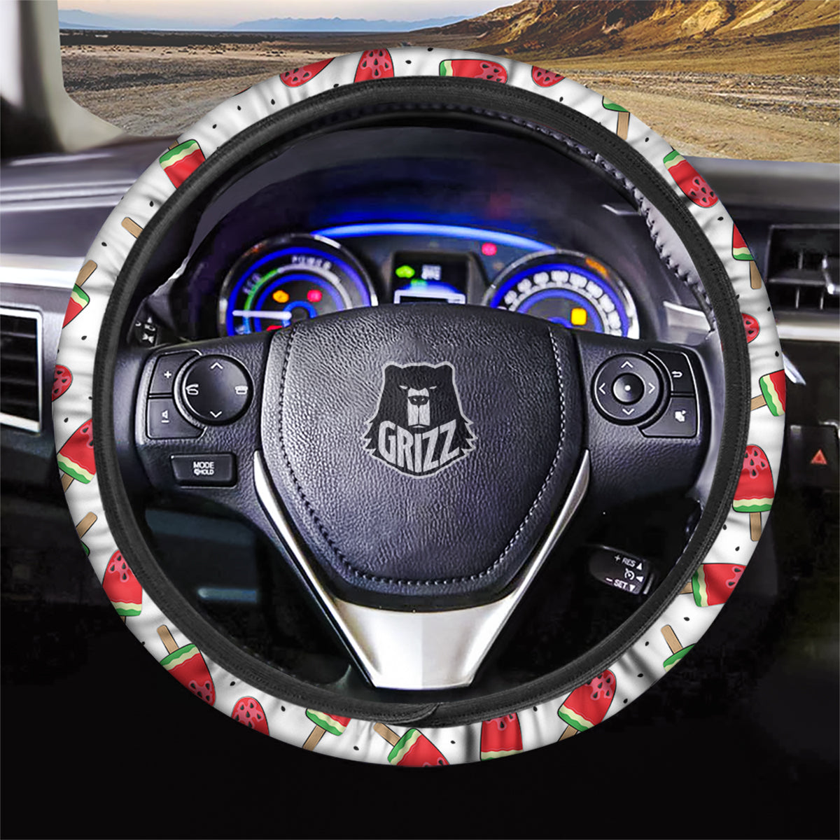 Ice Cream Watermelon Print Pattern Car Steering Wheel Cover-grizzshop