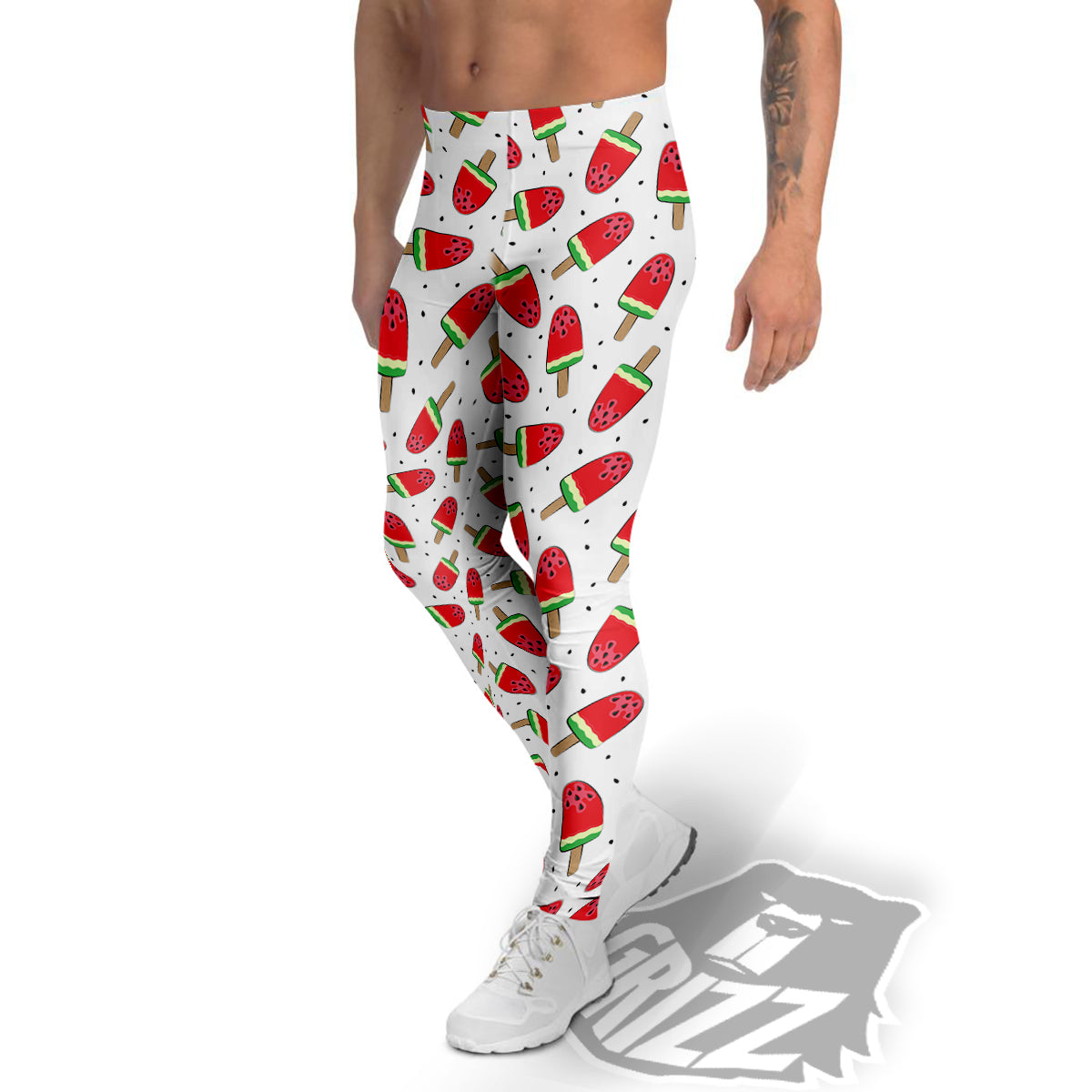 Ice Cream Watermelon Print Pattern Men's Leggings-grizzshop
