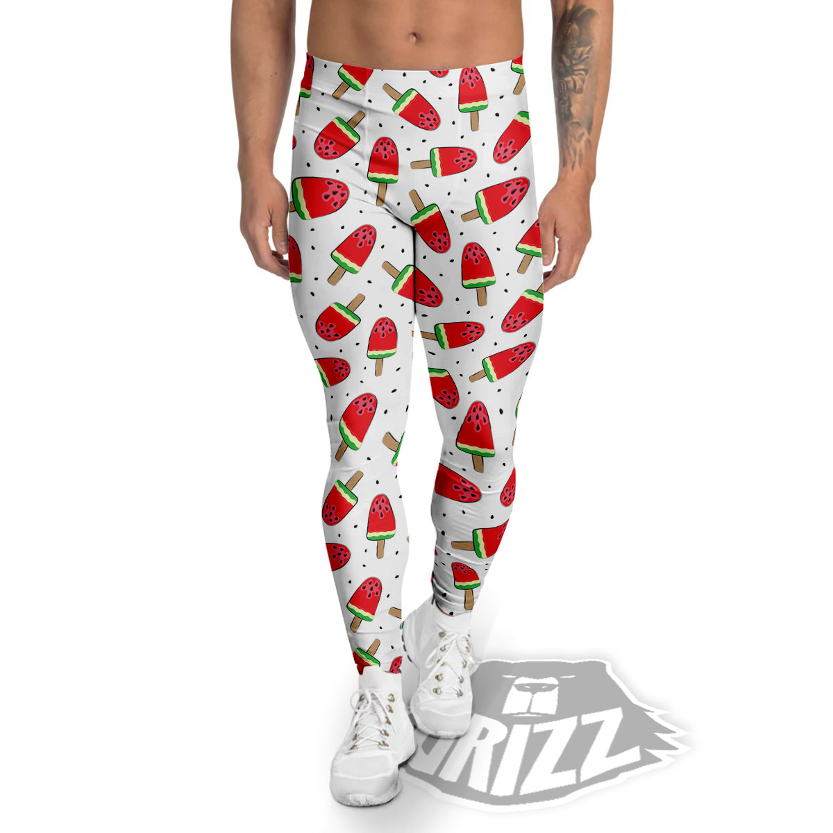 Ice Cream Watermelon Print Pattern Men's Leggings-grizzshop