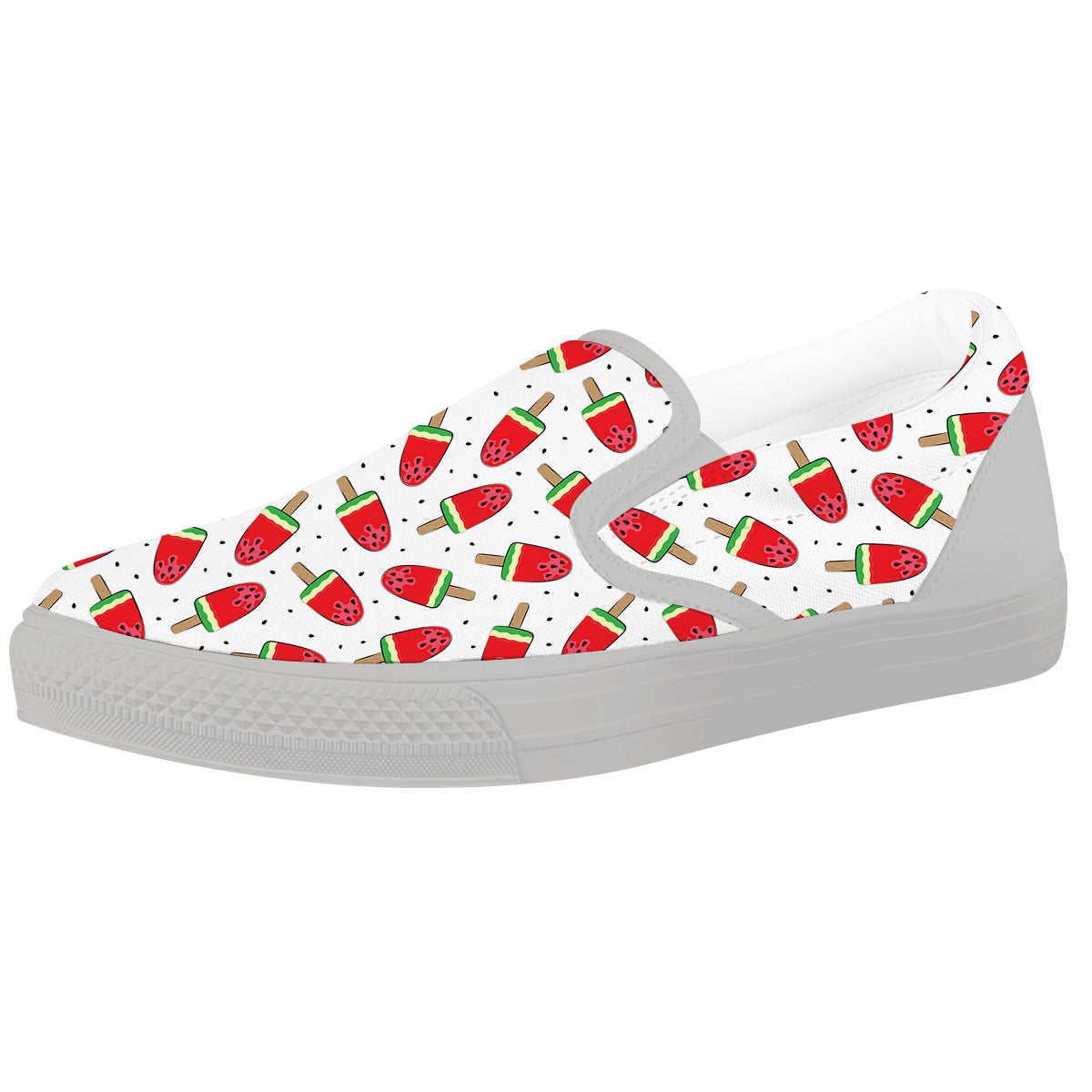 Ice Cream Watermelon Print Pattern White Slip On Shoes-grizzshop