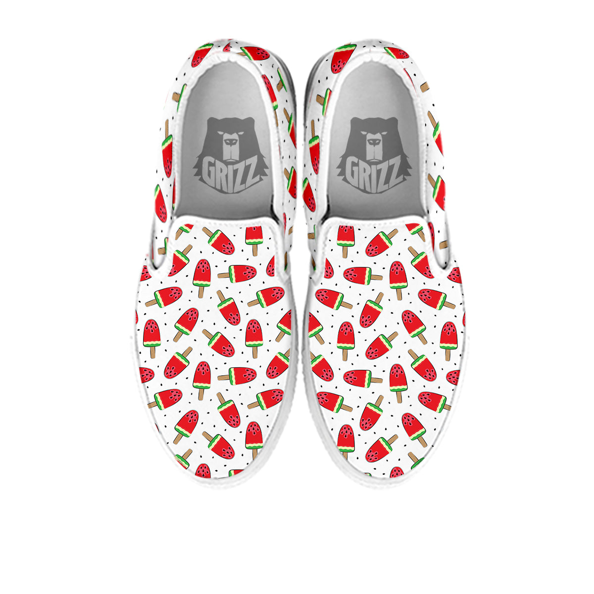 Ice Cream Watermelon Print Pattern White Slip On Shoes-grizzshop