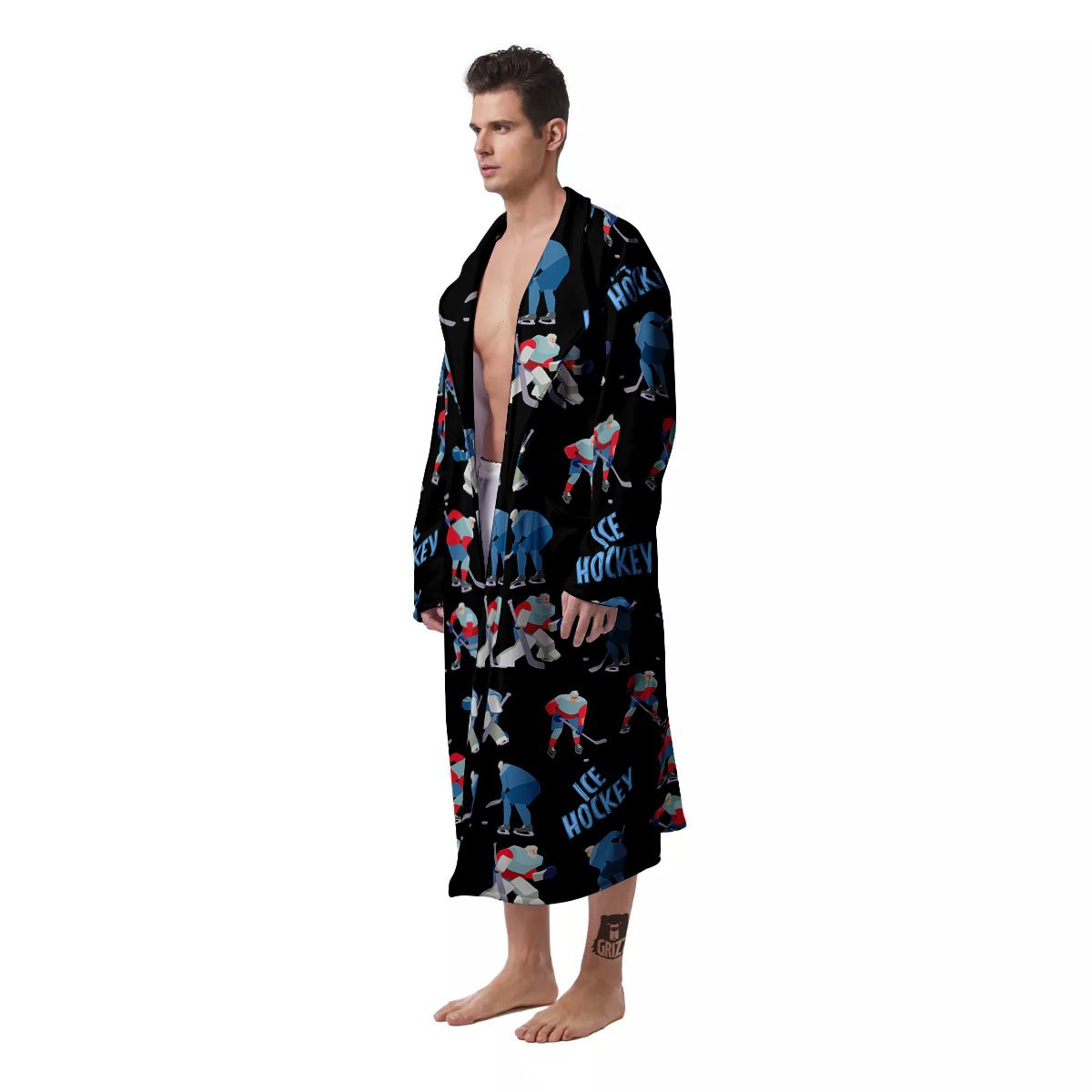 Ice Hockey Players Print Pattern Men's Robe-grizzshop