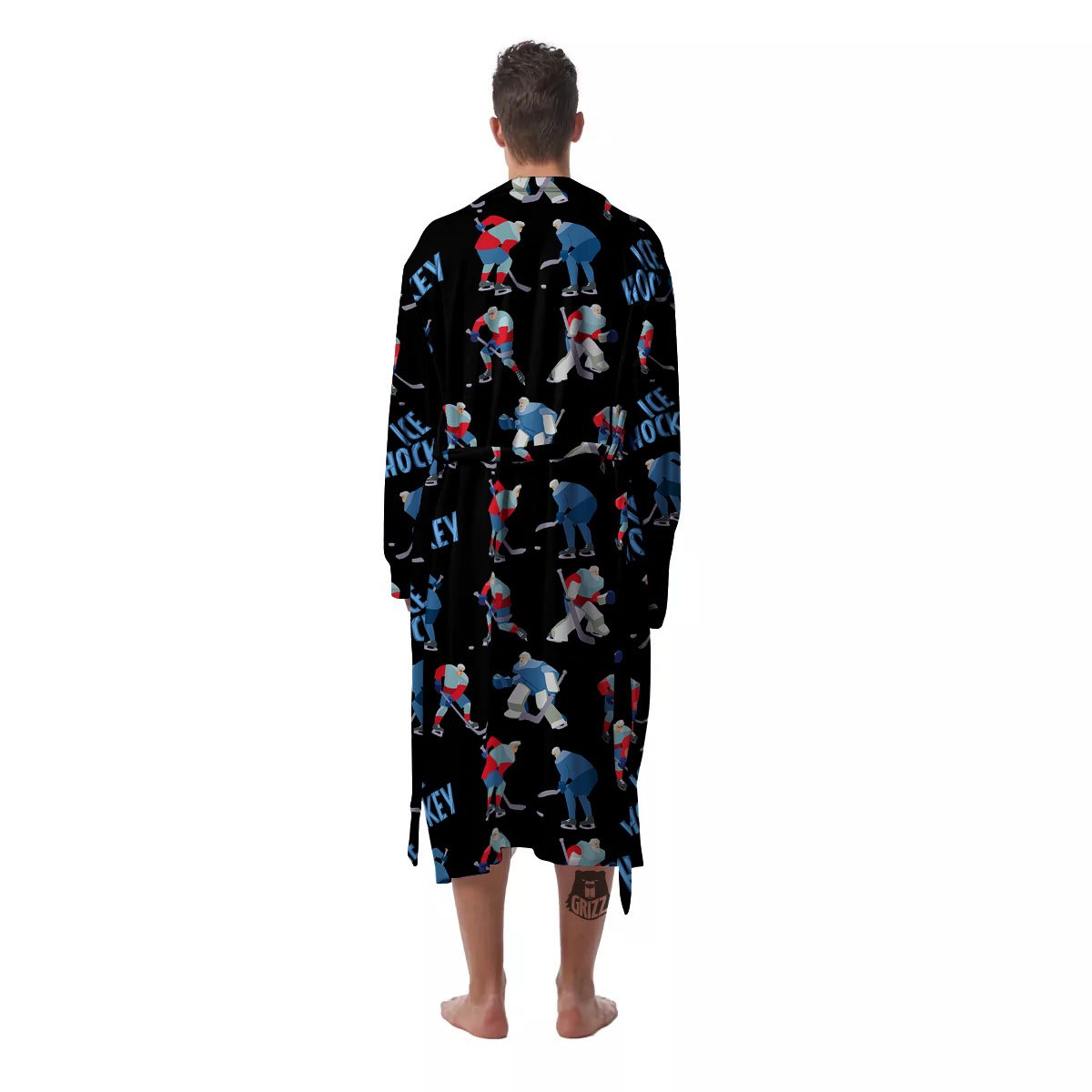 Ice Hockey Players Print Pattern Men's Robe-grizzshop