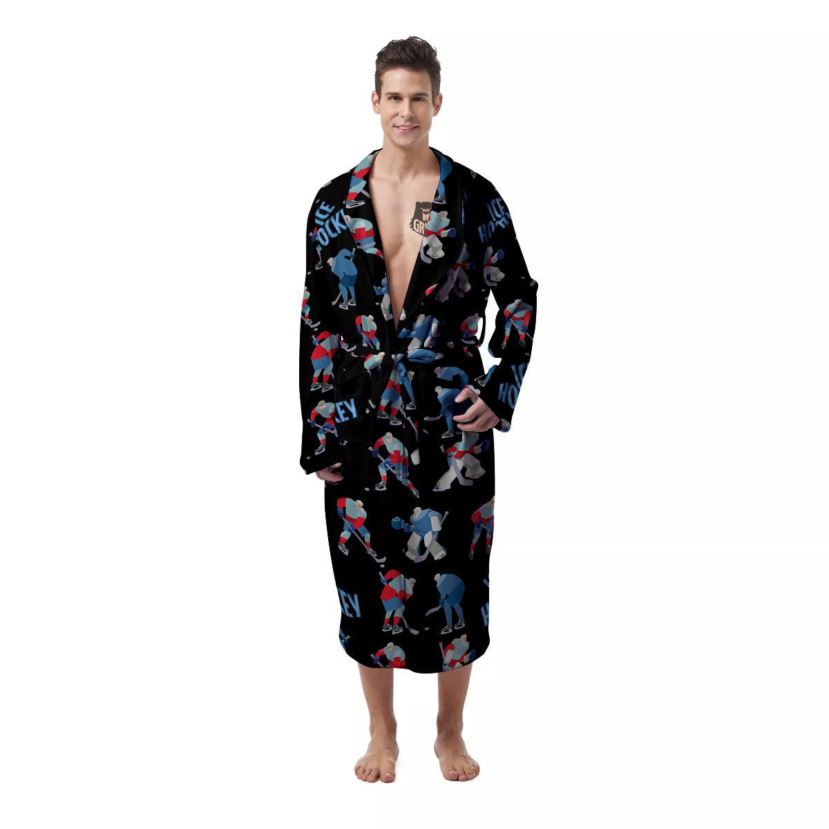 Ice Hockey Players Print Pattern Men's Robe-grizzshop