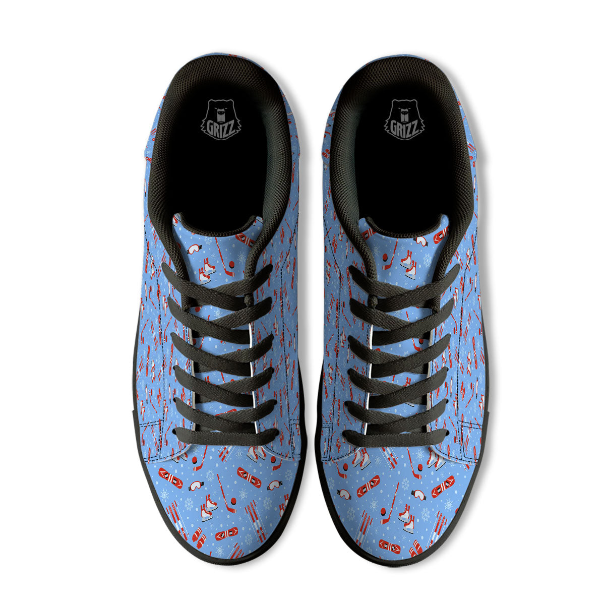 Ice Hockey Puck Print Pattern Black Low Top Sneakers-grizzshop