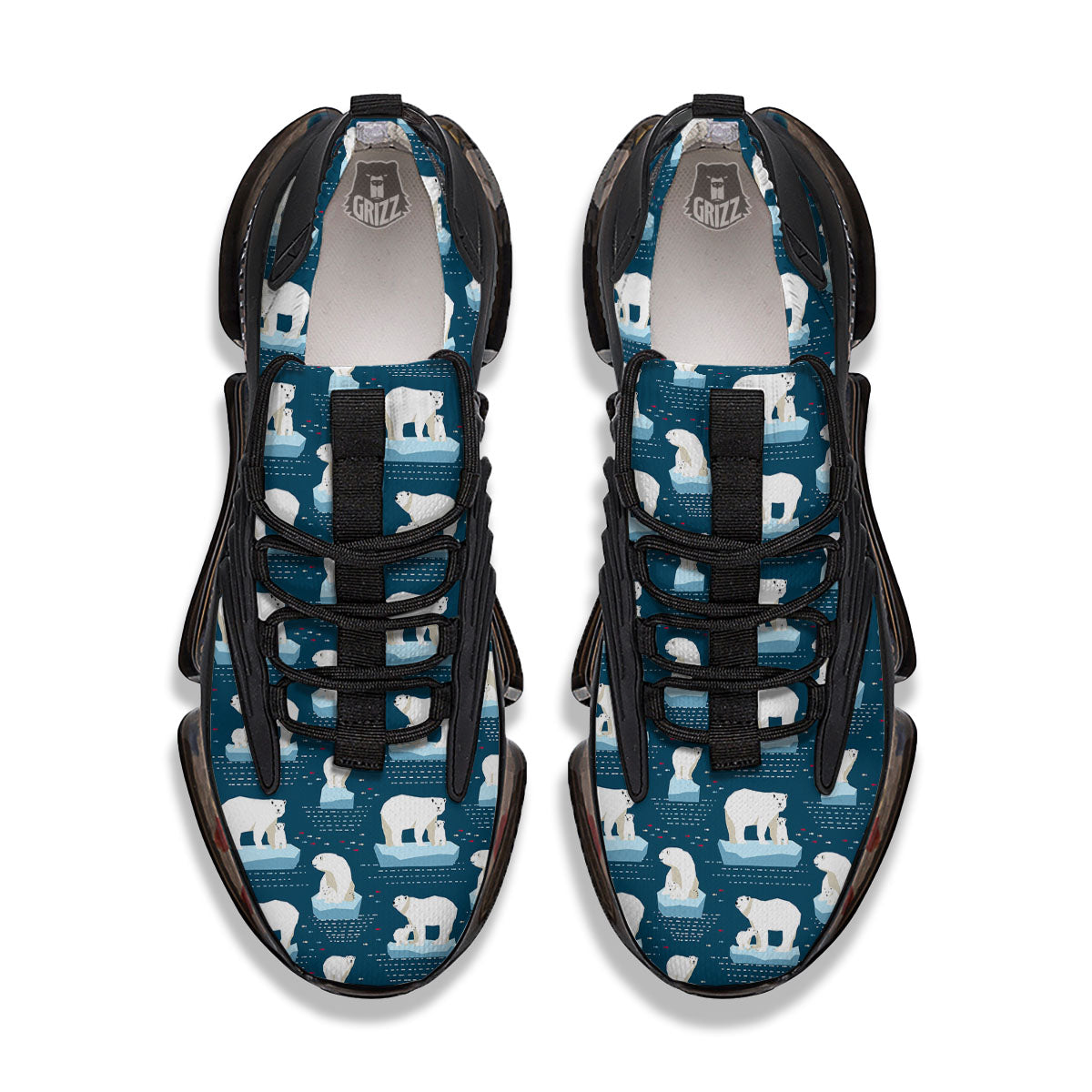 Ice Polar Bear Print Pattern Black Gym Shoes-grizzshop