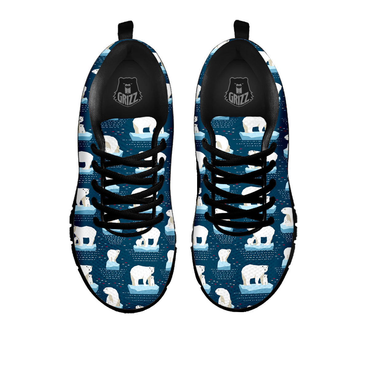 Ice Polar Bear Print Pattern Black Sneaker-grizzshop