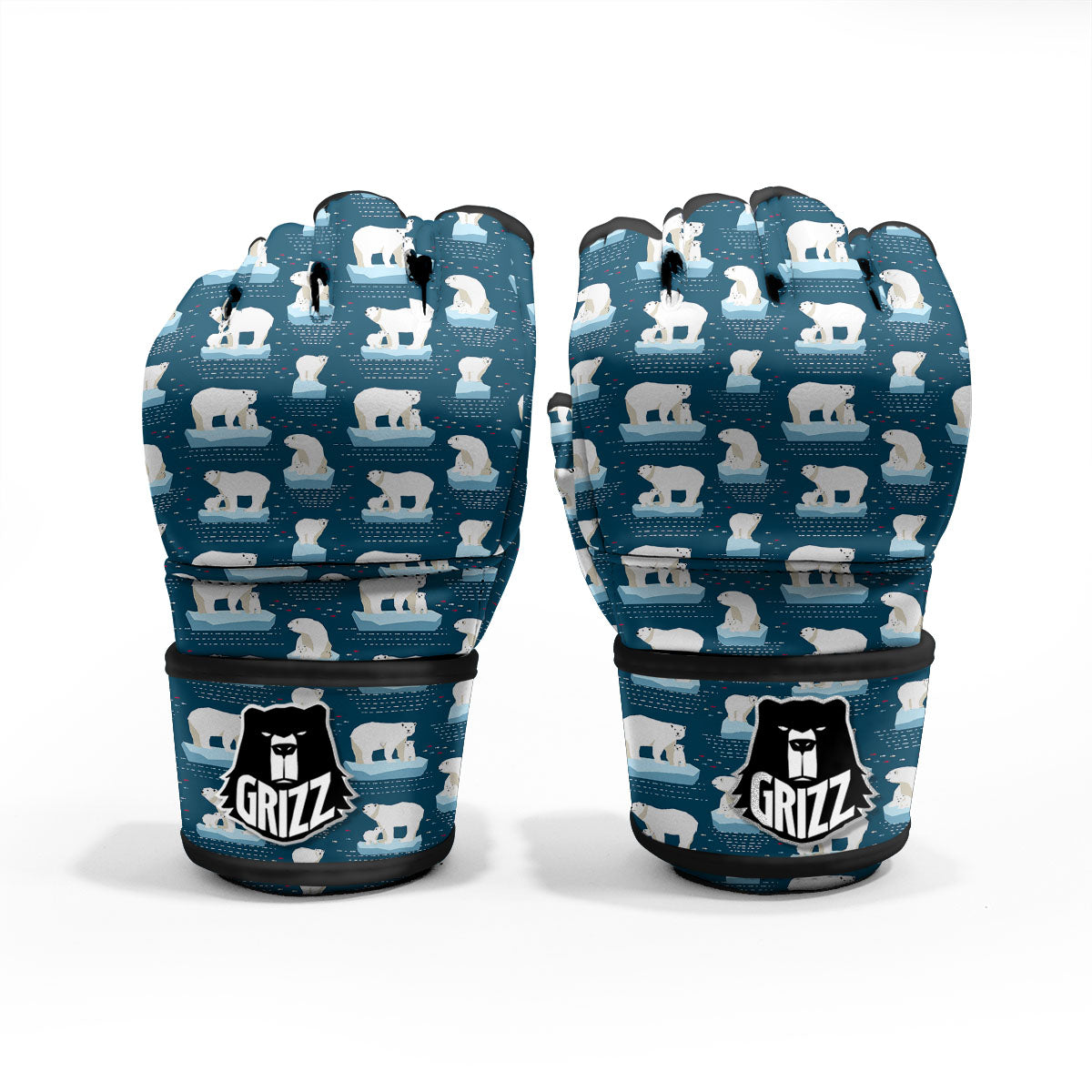 Ice Polar Bear Print Pattern MMA Gloves-grizzshop