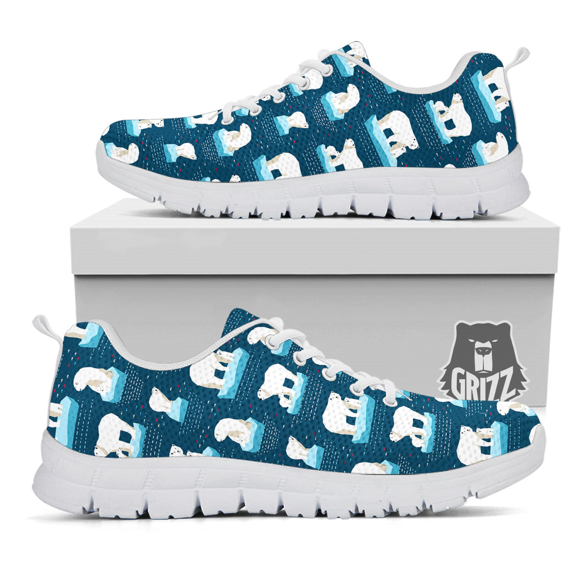 Ice Polar Bear Print Pattern White Sneaker-grizzshop