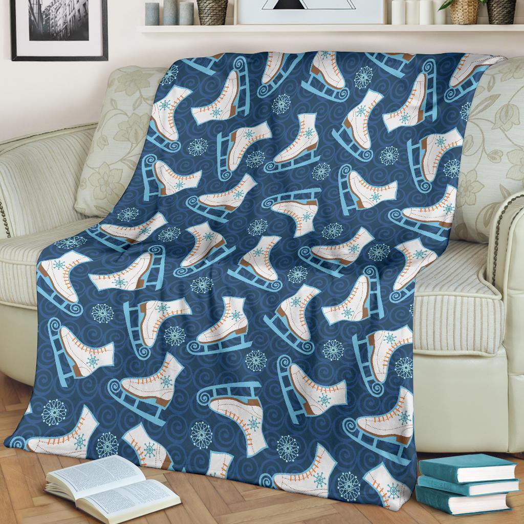 Ice Skate Pattern Print Blanket-grizzshop