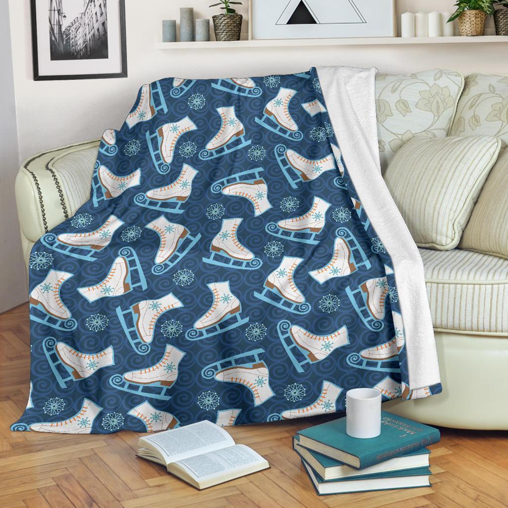 Ice Skate Pattern Print Blanket-grizzshop