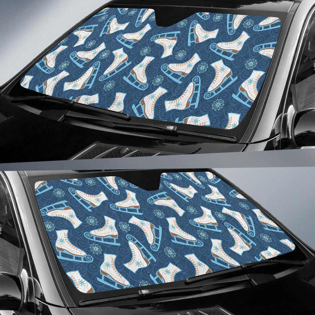 Ice Skate Pattern Print Car Sun Shade-grizzshop