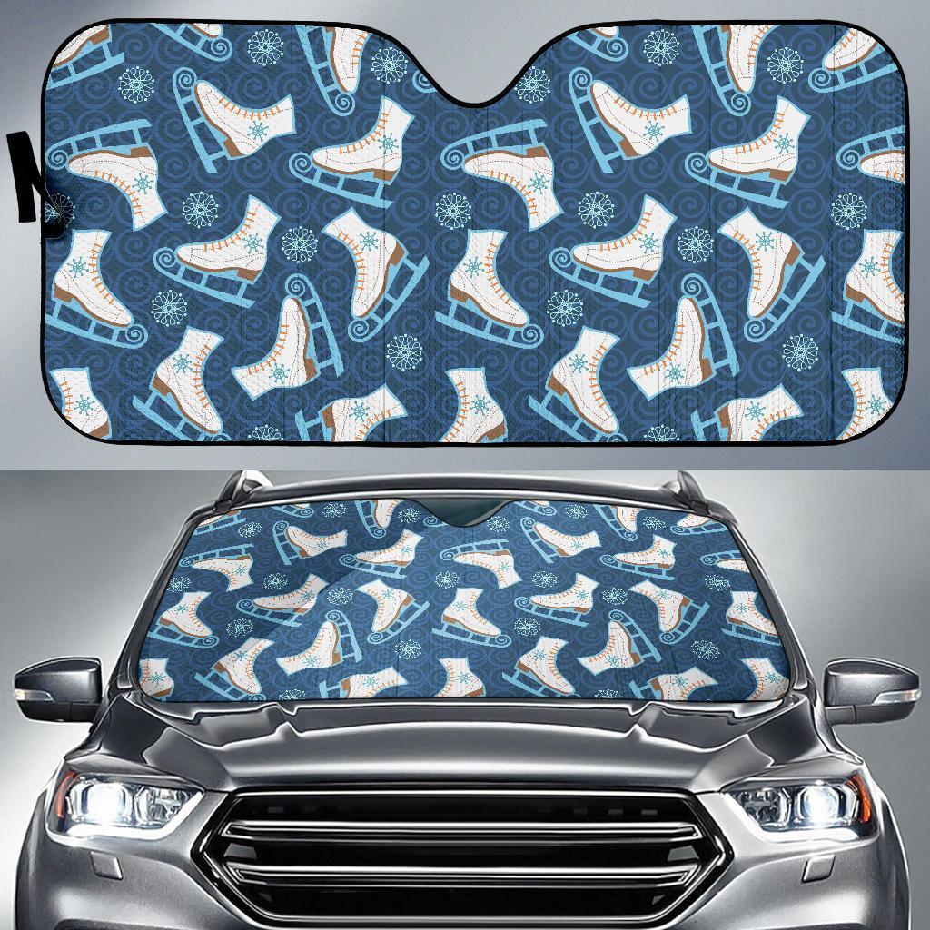 Ice Skate Pattern Print Car Sun Shade-grizzshop