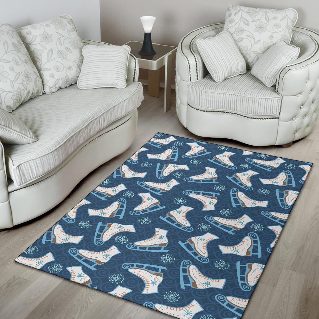 Ice Skate Pattern Print Floor Mat-grizzshop