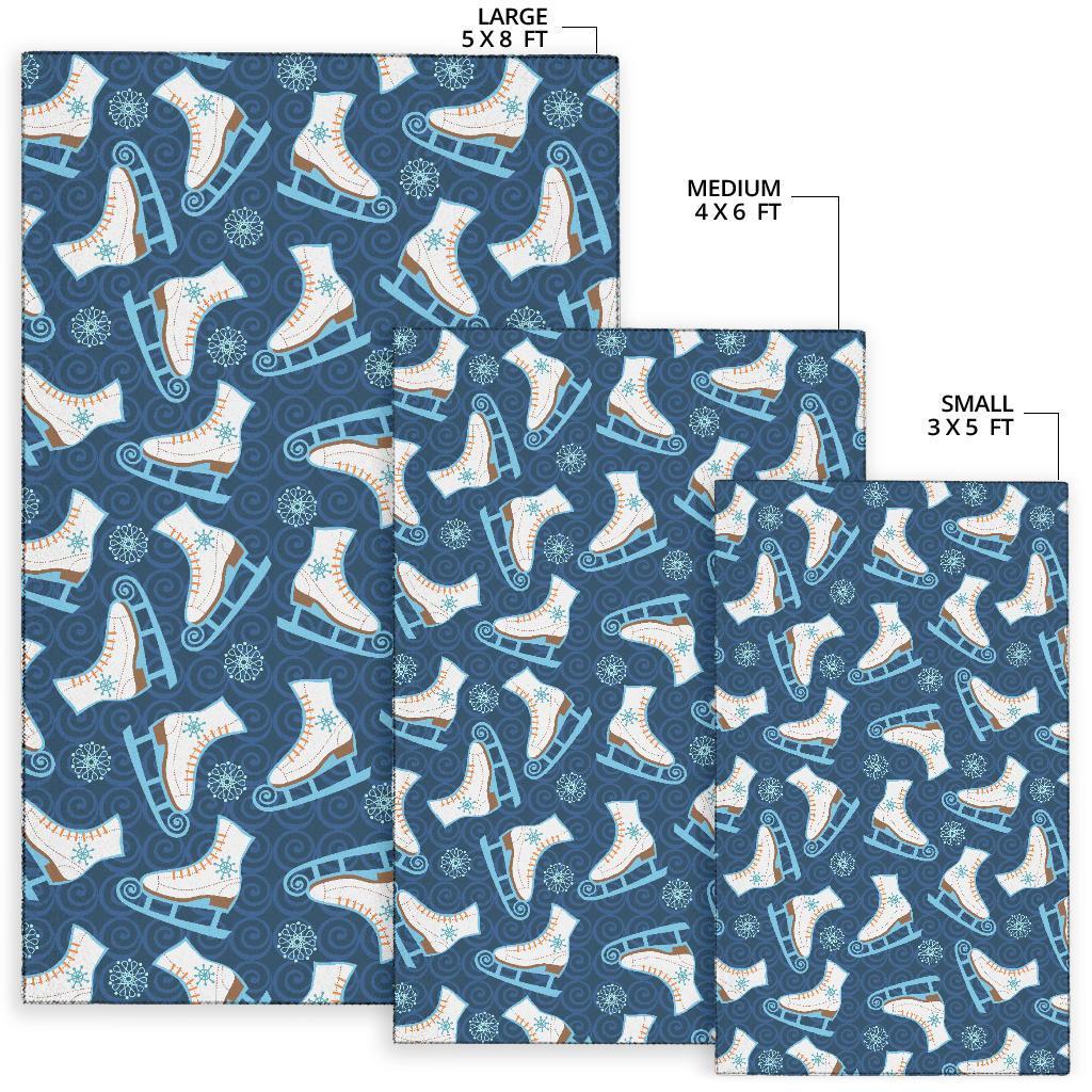 Ice Skate Pattern Print Floor Mat-grizzshop