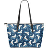Ice Skate Pattern Print Leather Tote Bag-grizzshop