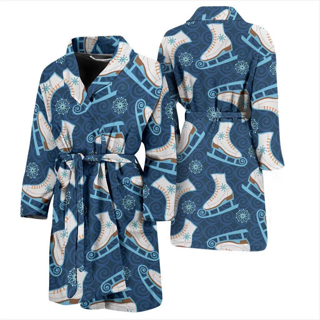 Ice Skate Pattern Print Men Long Robe-grizzshop