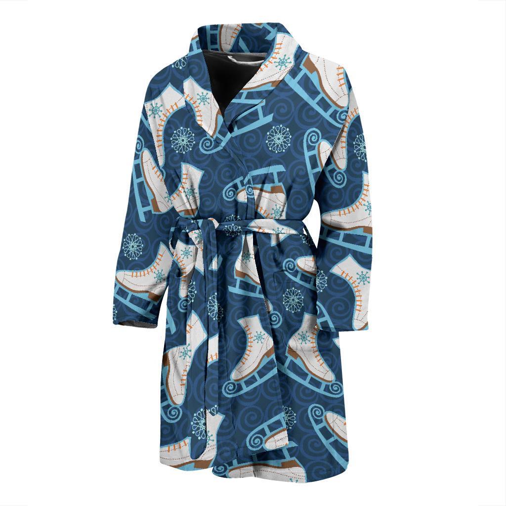 Ice Skate Pattern Print Men Long Robe-grizzshop