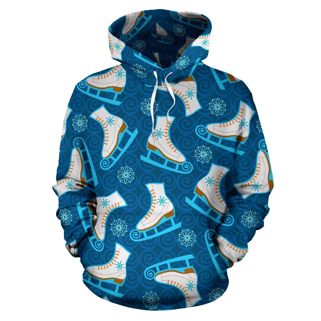 Ice Skate Pattern Print Men Women Pullover Hoodie-grizzshop