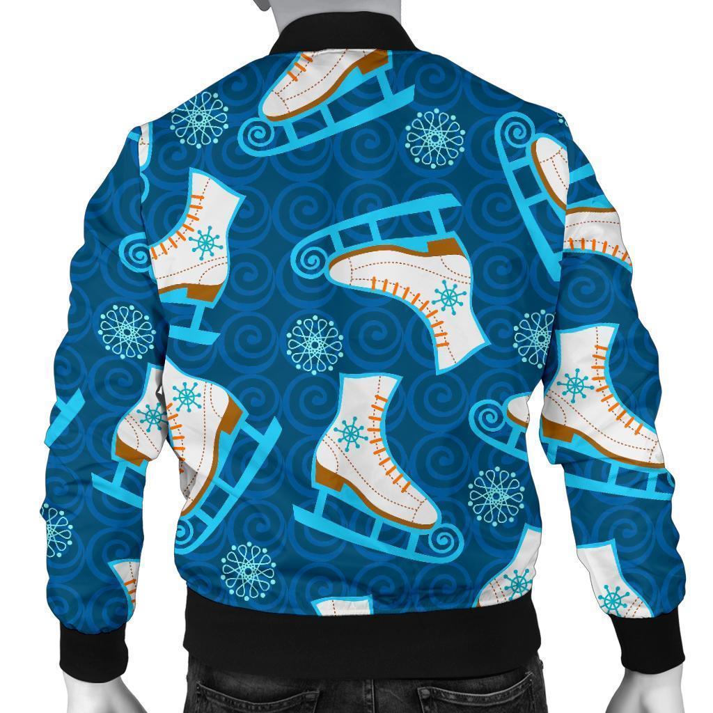 Ice Skate Pattern Print Men's Bomber Jacket-grizzshop