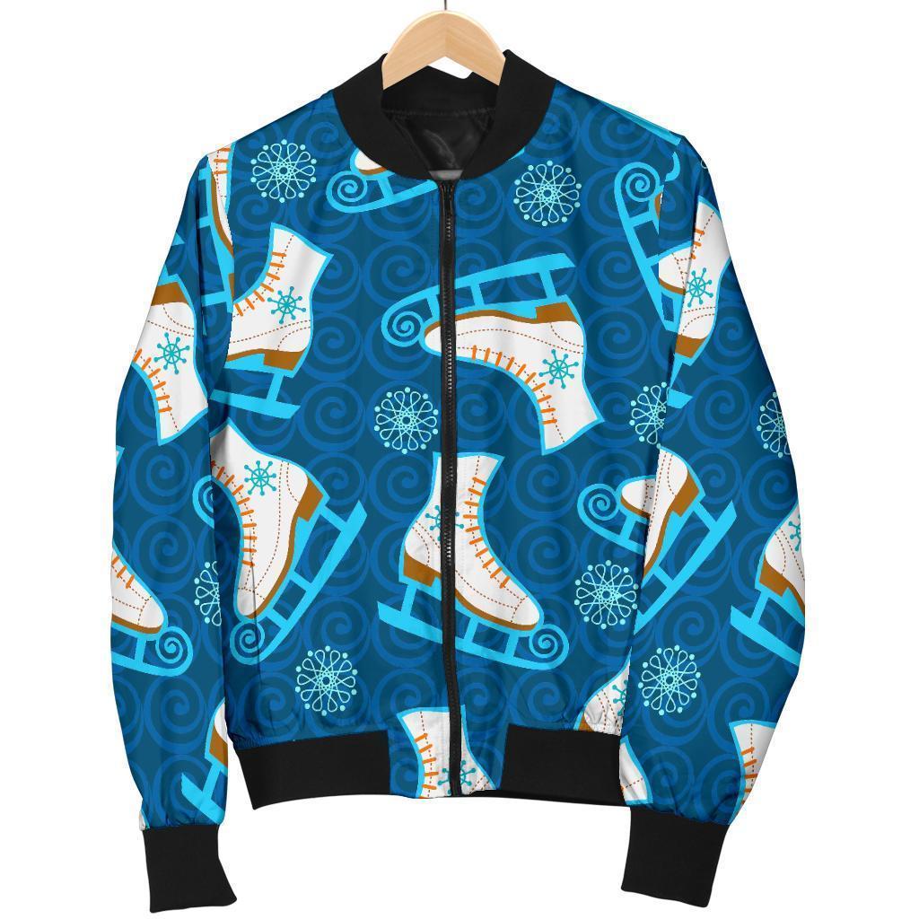 Ice Skate Pattern Print Men's Bomber Jacket-grizzshop