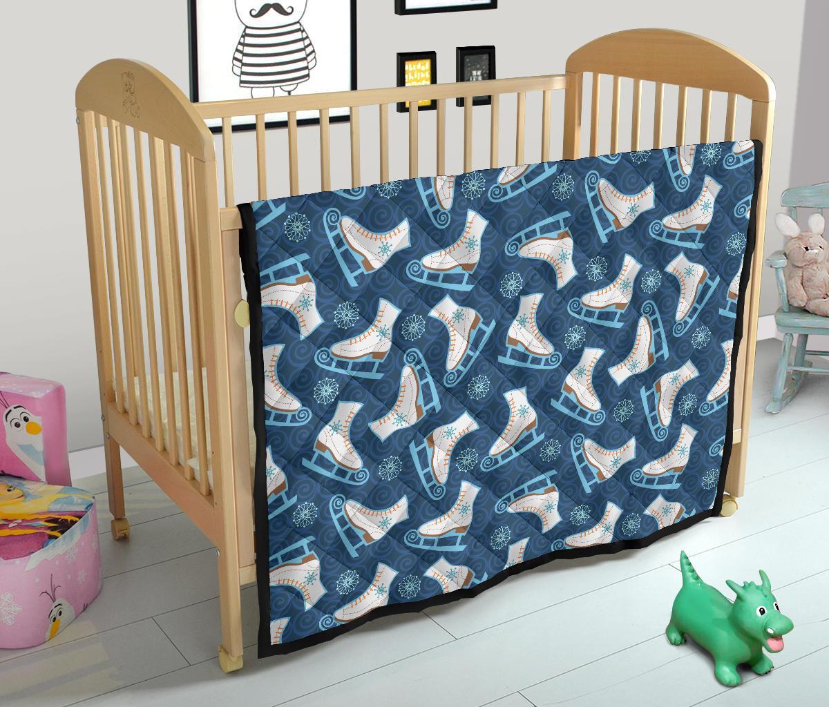 Ice Skate Pattern Print Quilt-grizzshop