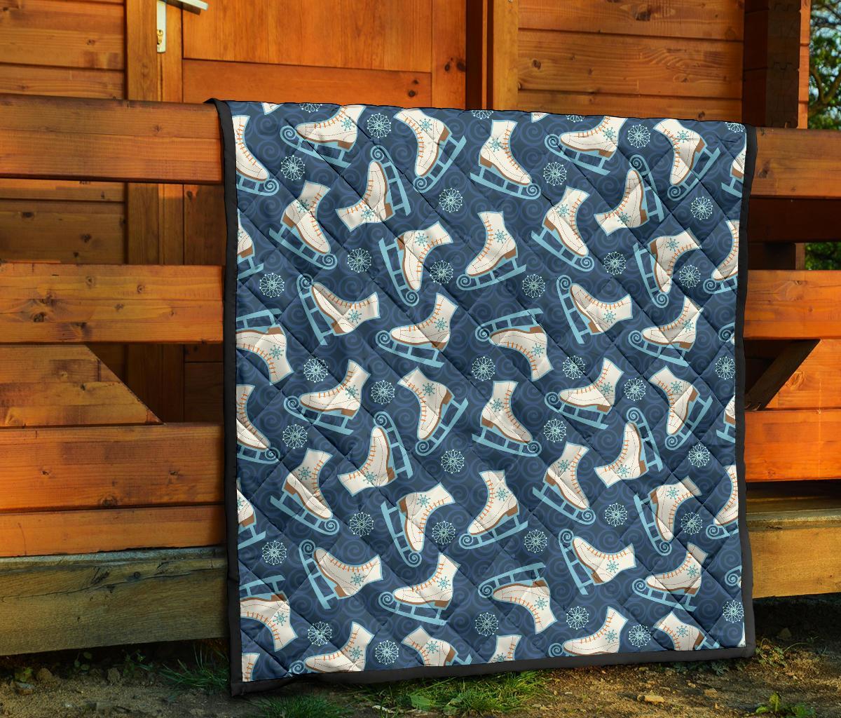 Ice Skate Pattern Print Quilt-grizzshop