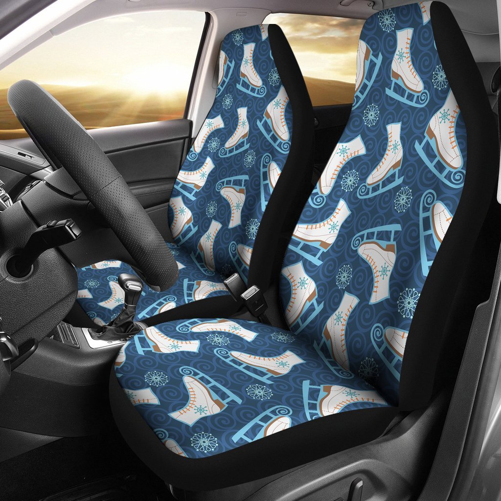 Ice Skate Pattern Print Universal Fit Car Seat Covers-grizzshop