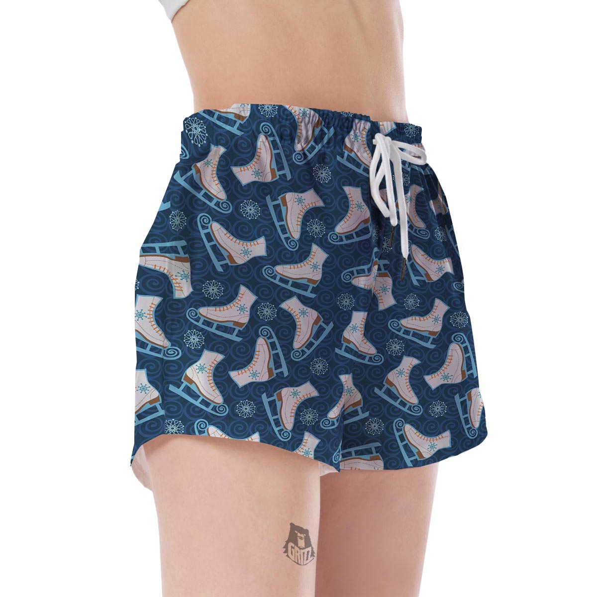 Ice Skate Pattern Print Women's Shorts-grizzshop