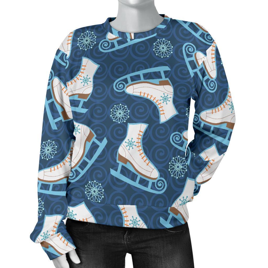 Ice Skate Pattern Print Women's Sweatshirt-grizzshop