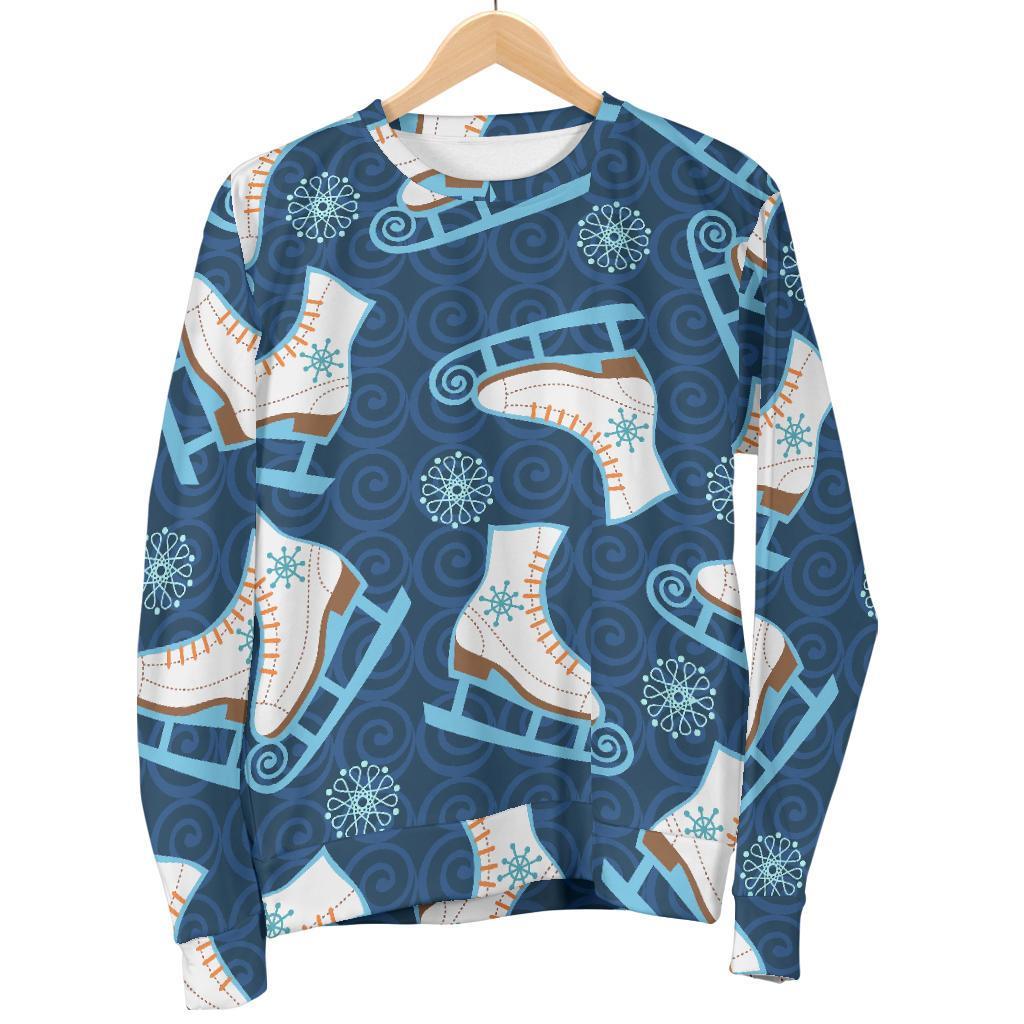 Ice Skate Pattern Print Women's Sweatshirt-grizzshop