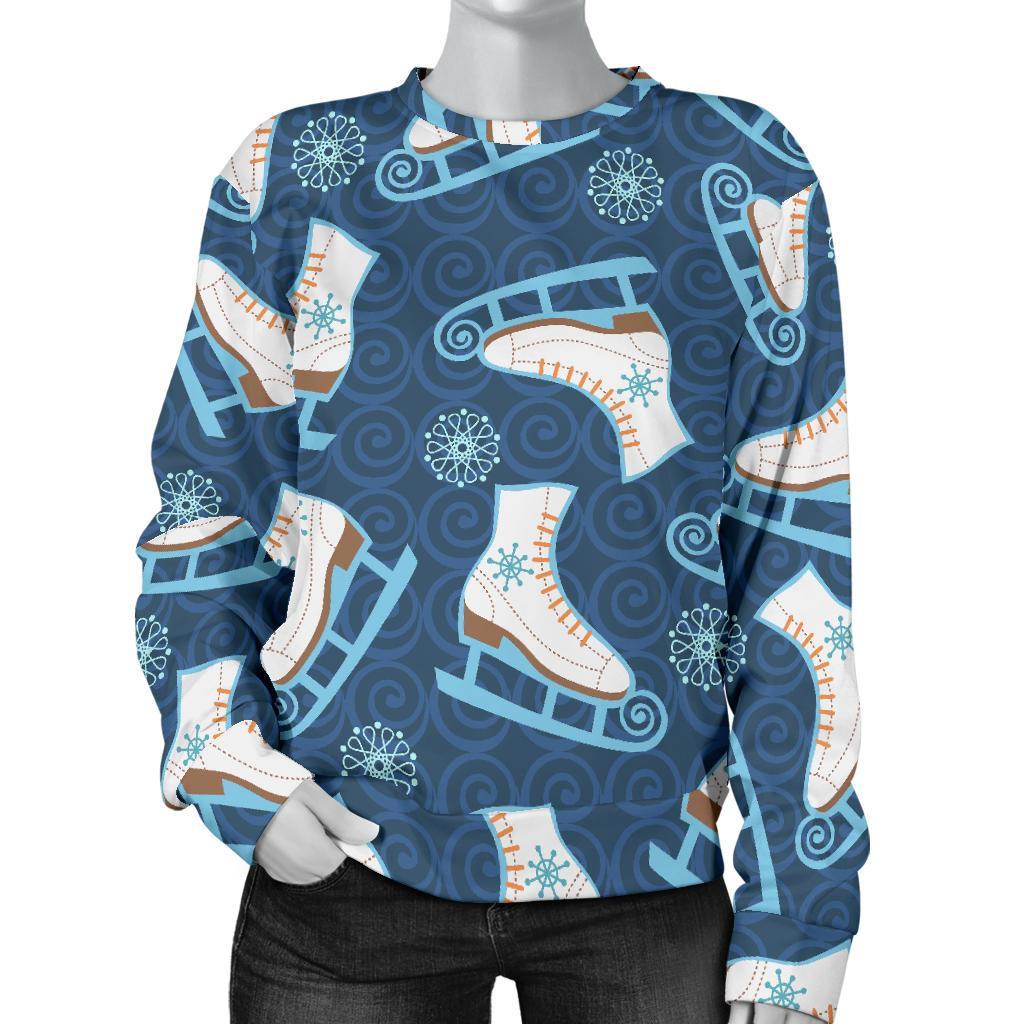 Ice Skate Pattern Print Women's Sweatshirt-grizzshop