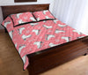 Ice Skate Pink Pattern Print Bed Set Quilt-grizzshop