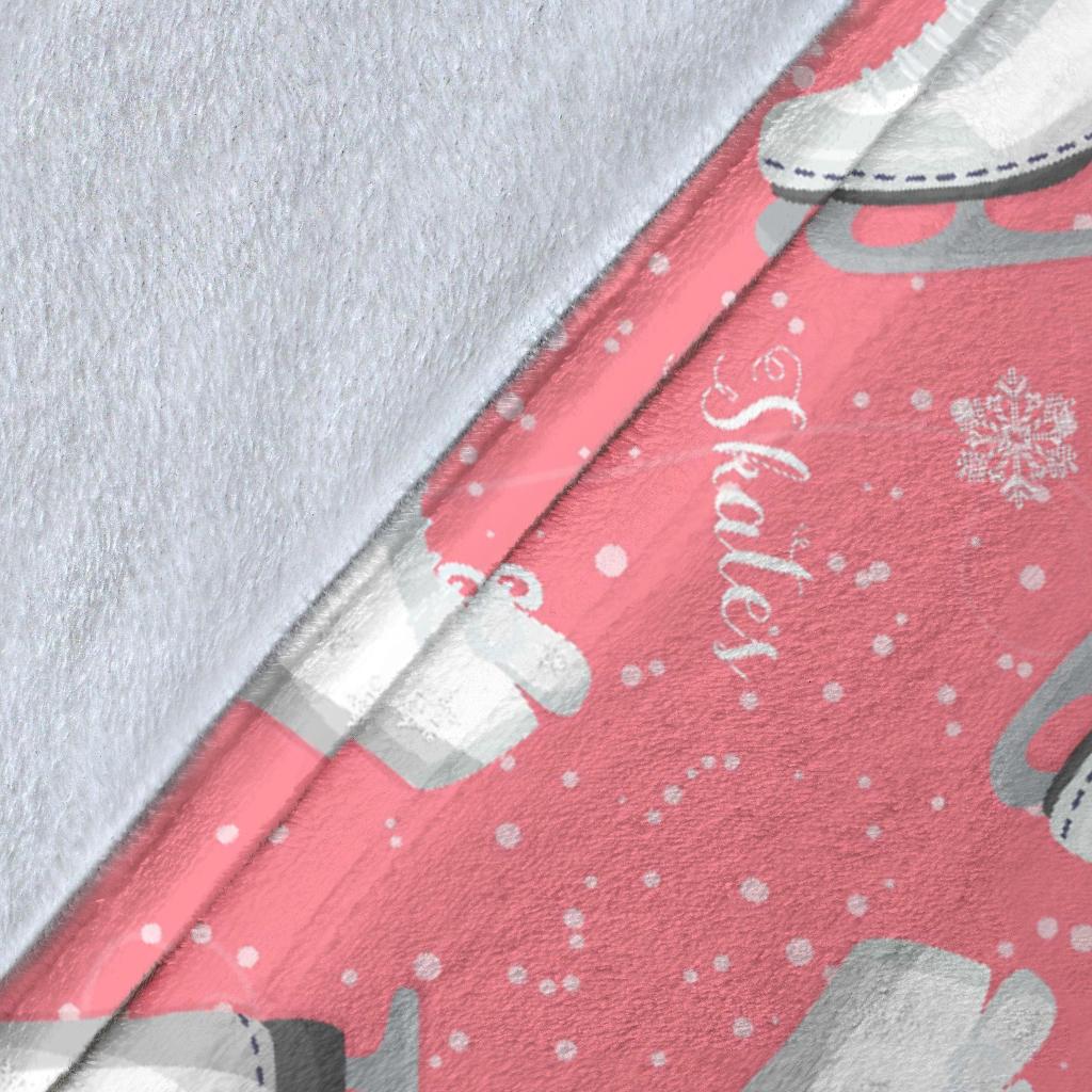 Ice Skate Pink Pattern Print Blanket-grizzshop