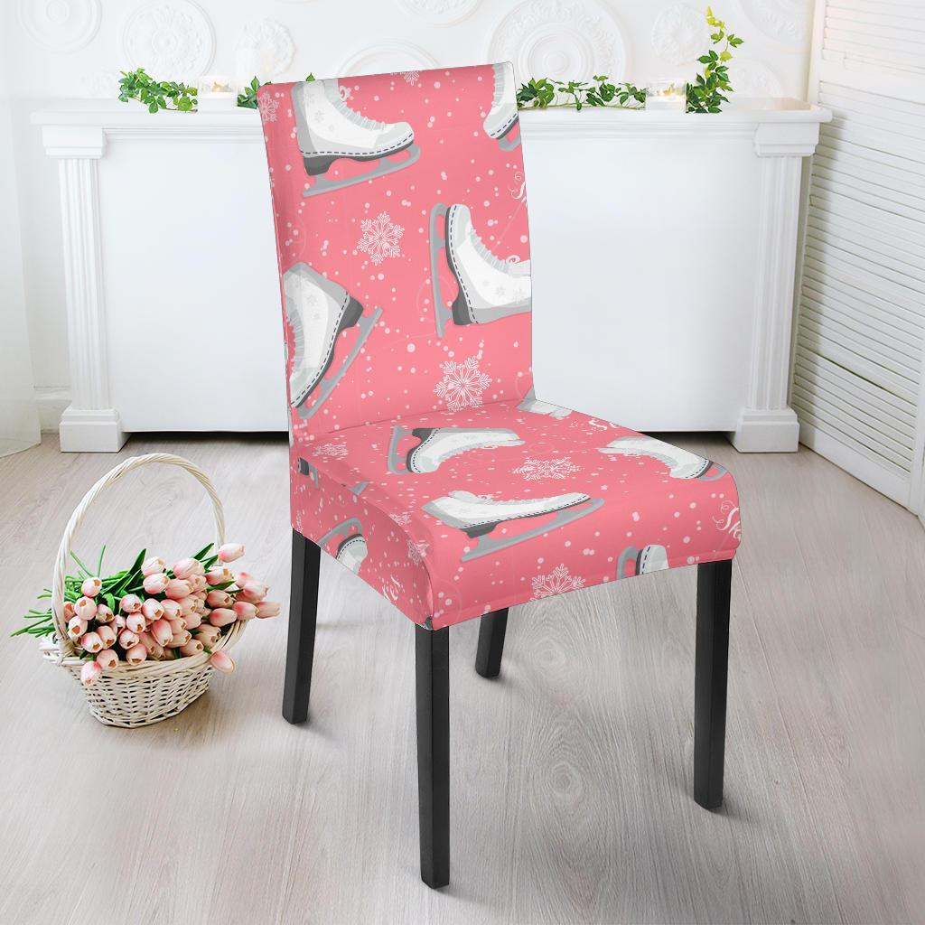 Ice Skate Pink Pattern Print Chair Cover-grizzshop