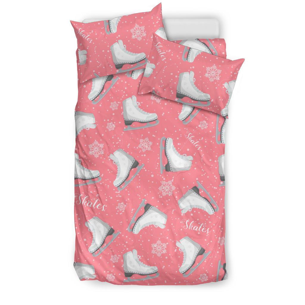 Ice Skate Pink Pattern Print Duvet Cover Bedding Set-grizzshop